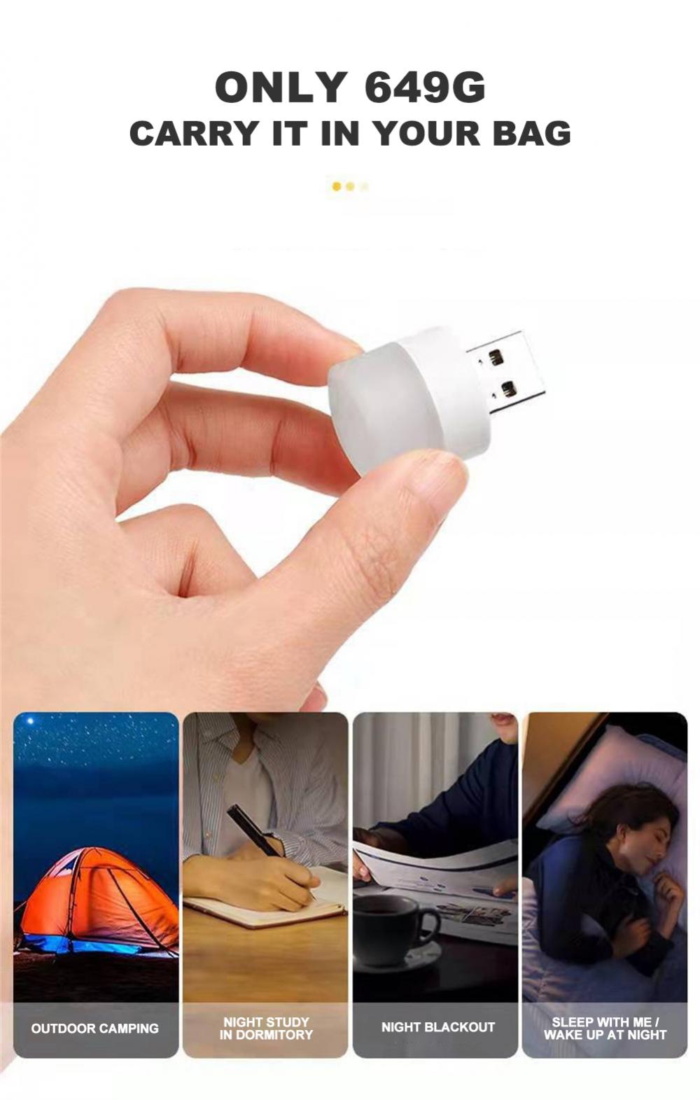 1pc Wireless Led Night Light With Usb Socket Mobile Power Charging Small Round Book Lamp Eye Protection Book Reading Bedroom Light