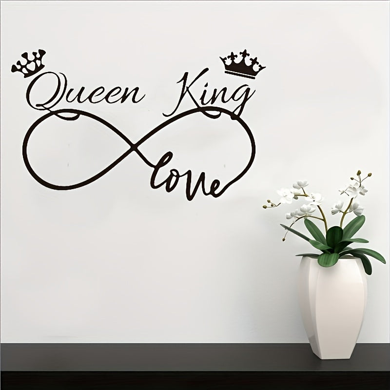 1pc Romantic Queen King Wall Sticker, Infinite Love Couples Room, Vinyl Wall Decal, Bedroom Living Room Sweet Decor Art Murals
