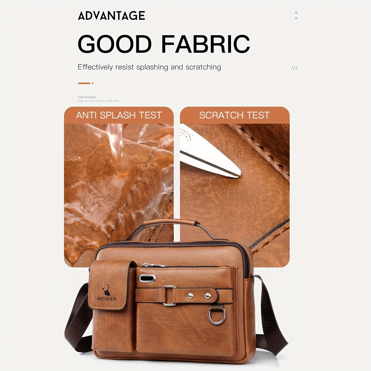 1/2pcs Men's Business Adjustable Strap Sling Bag, Casual PU Leather Shoulder Messenger Bag