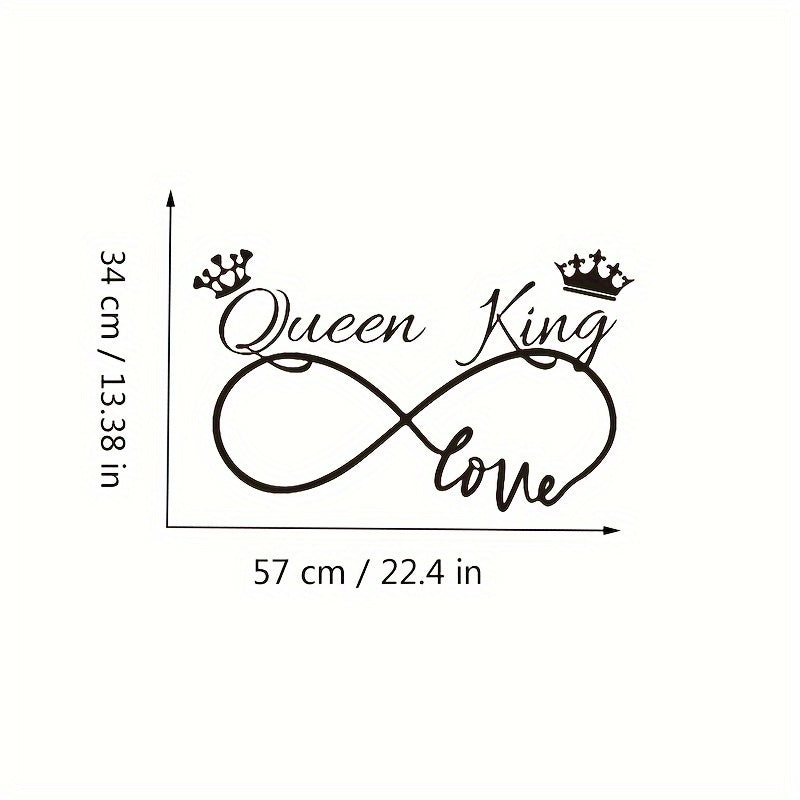 1pc Romantic Queen King Wall Sticker, Infinite Love Couples Room, Vinyl Wall Decal, Bedroom Living Room Sweet Decor Art Murals