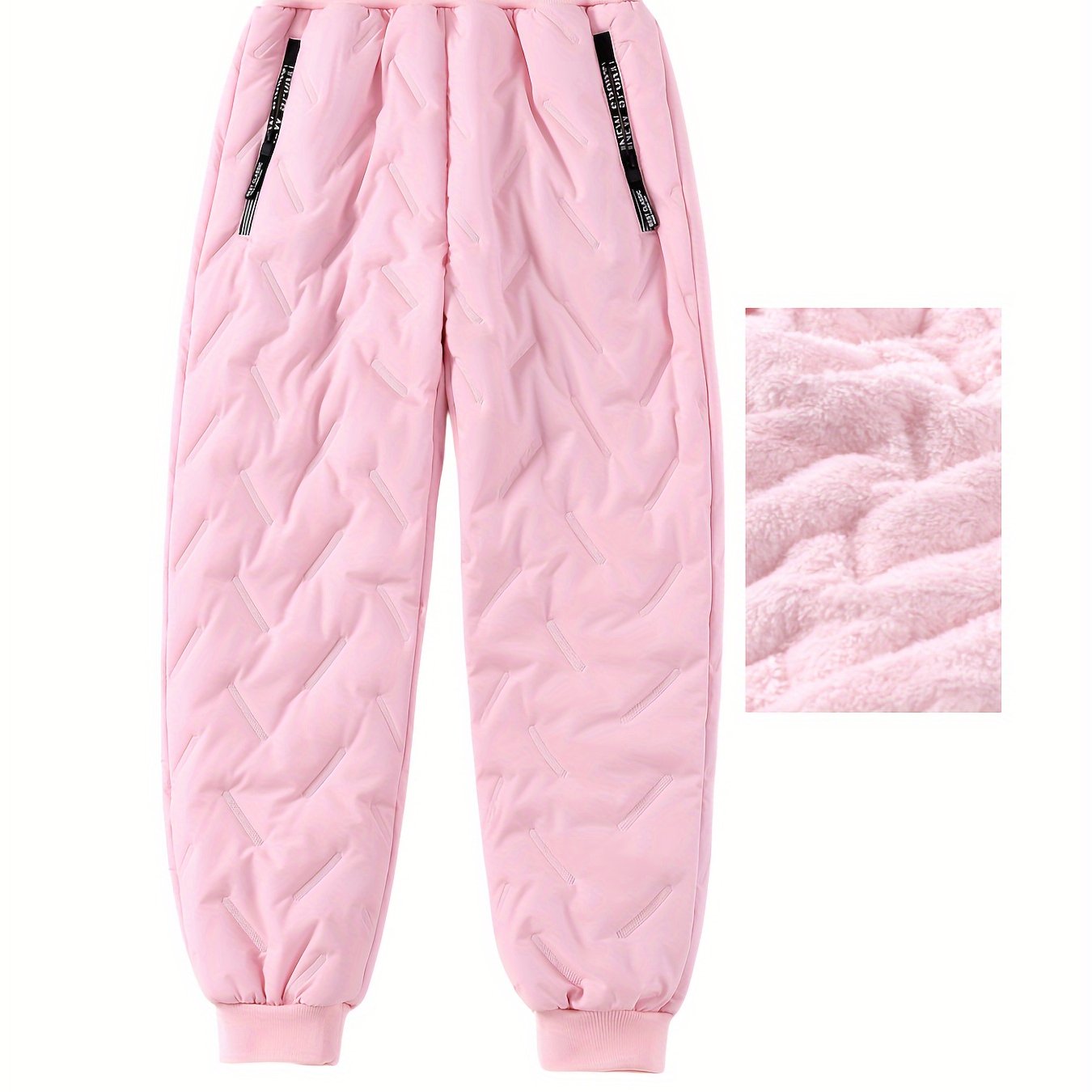 Thick Waterproof Boys Down Pants for Winter, Outdoor Kids Clothes with Side Pocket