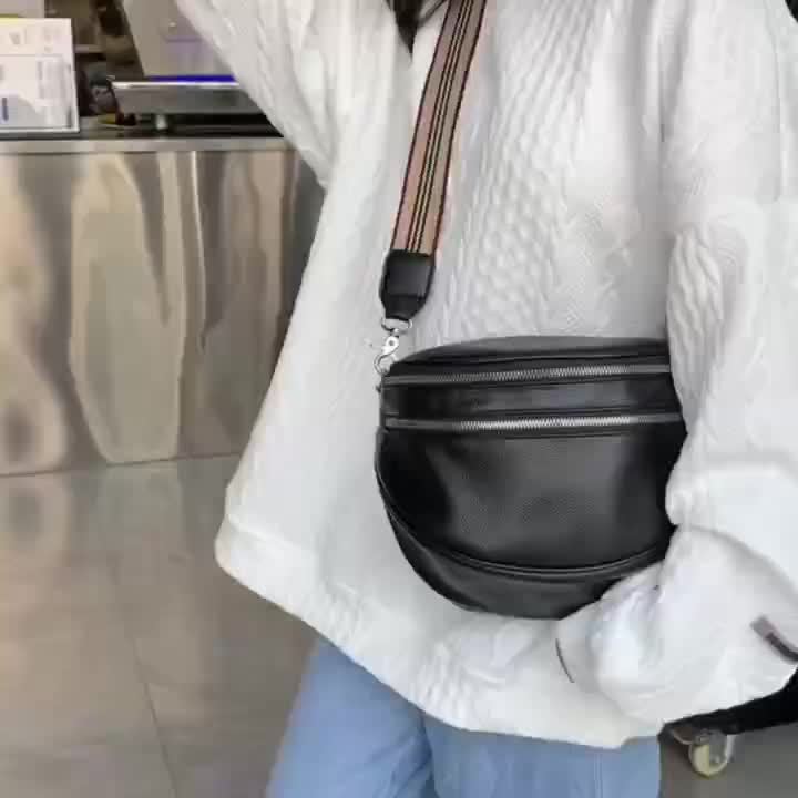 Elegant Convertible Faux Leather Bag: Chic Fanny Pack/Crossbody with Secure Zip & Adjustable Wide Strap for Stylish Women