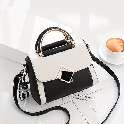 Elegant Lightweight Colorblock Crossbody Bag for Women: Polyester-Lined, Adjustable Strap, Secure Magnet Closure