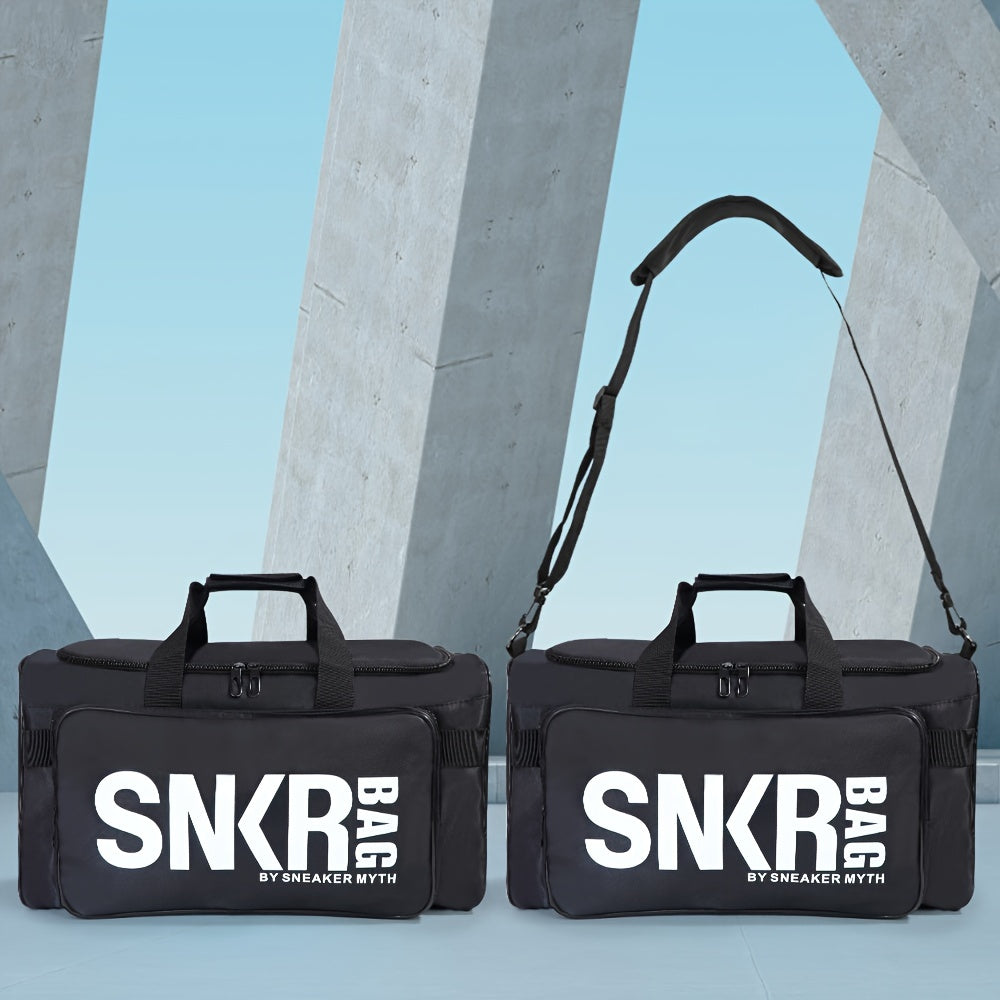 Ultra-Lightweight Sports Bag - Spacious Zippered Gym Duffel with Stylish Letter Pattern - Perfect for Basketball Training and Everyday Use