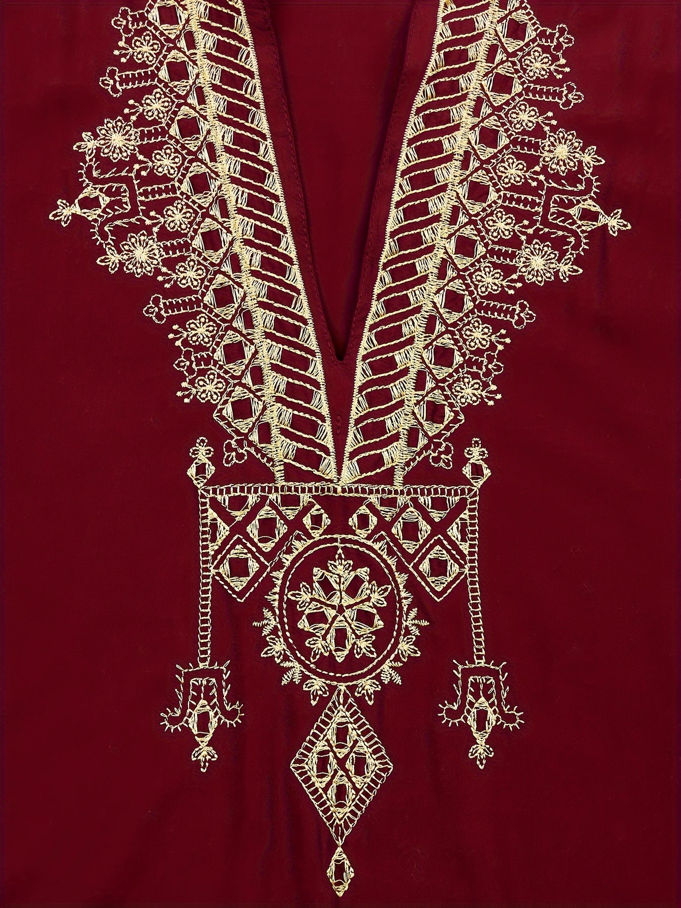 Bohemian Golden Embroidered Plus Size Maxi Dress with Bat Sleeves for Ramadan