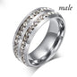 Fashionable Casual Romantic Stainless Steel Double-row Imitation Zirconia Ring