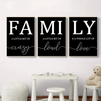 Luxury Minimalist 3pcs/set Frameless Canvas Wall Art - Decorative Paintings for Living Room - Family Writing No Frame