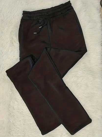 Slant Pockets Drawstring Pants, Casual Loose Pants For Fall & Winter, Women's Clothing