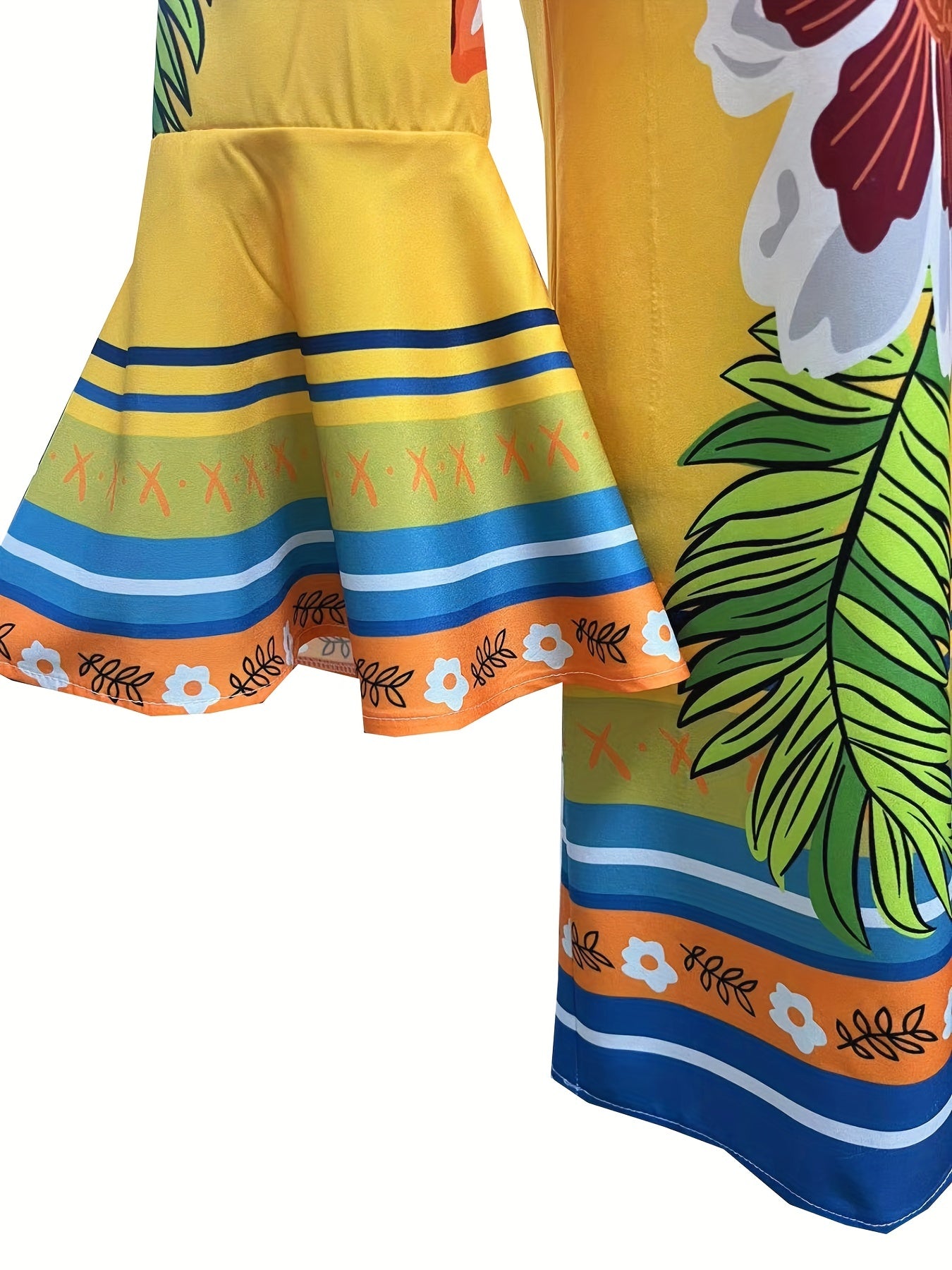 Floral Print Flared Sleeve Dress, Resort Wear Off-shoulder Dress For Spring & Summer, Women's Clothing