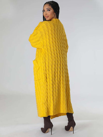 Plus Size Solid Jacquard Longline Cardigan, Women's Plus Medium Stretch Elegant Sweater Cardigan