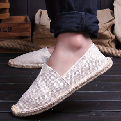 Mens Canvas Espadrille Loafers - Breathable Mesh Lining, Slip-On Design, Comfortable Rubber Soles for Casual Walking - Perfect for Fall, Spring, Summer Seasons