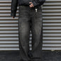 Men's Casual Wide Leg Jeans, Street Style Loose Fit Distressed Denim Pants