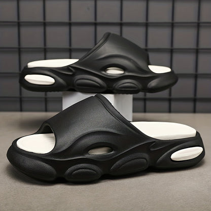 Cloud Slides Teardrop Motif Print Pillow Slippers - Non-Slip, Open-Toe, Breathable, Soft EVA Insoles, Slip-On Design, Perfect for Indoor, Outdoor, Beach, and Shower Use in Spring and Summer