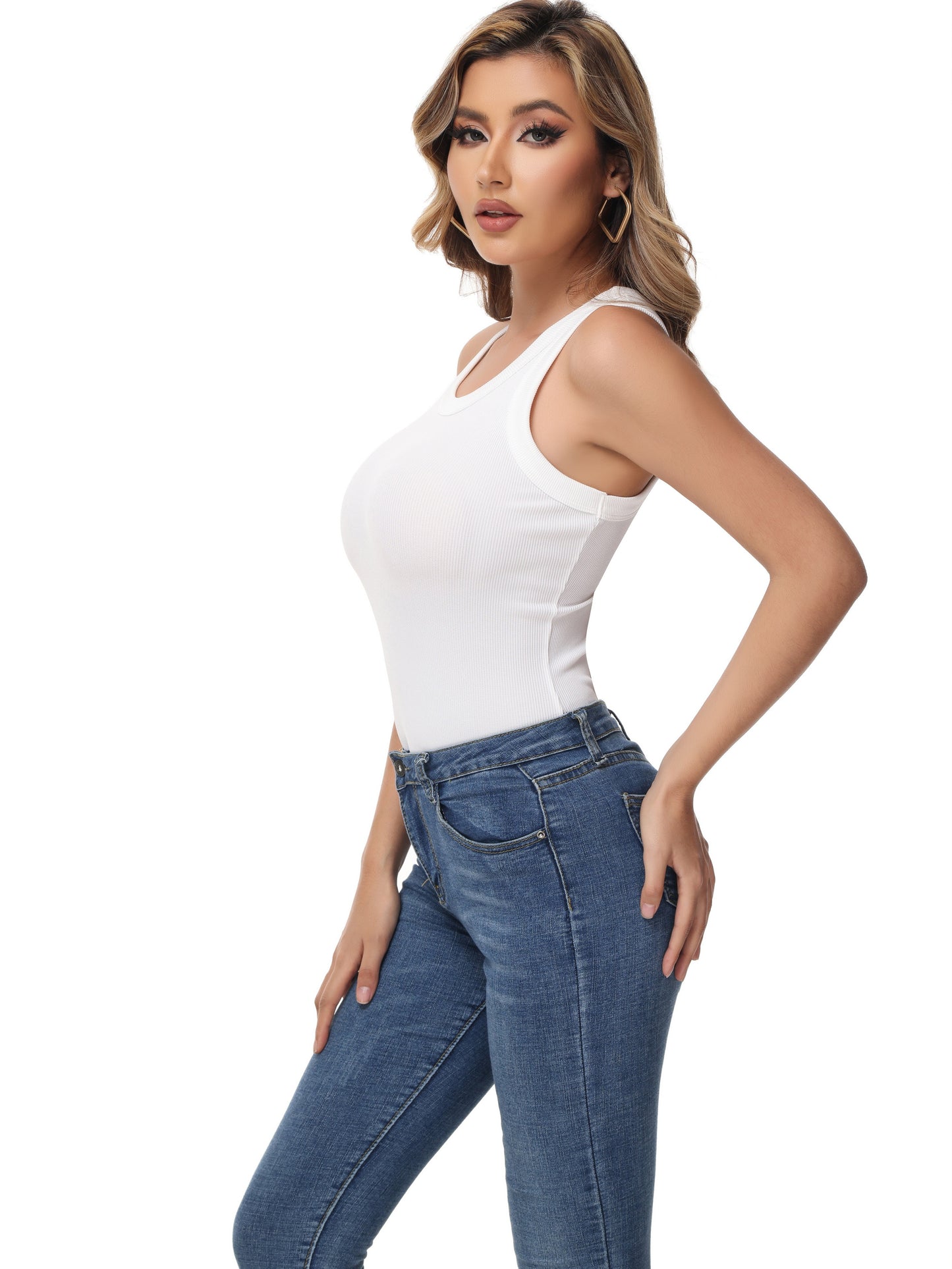 Women Sleeveless Sports Tank Top, Workout Casual Rib Basic Slim Fit Sports Tank Top, Women's Activewear for Koningsdag/King's Day