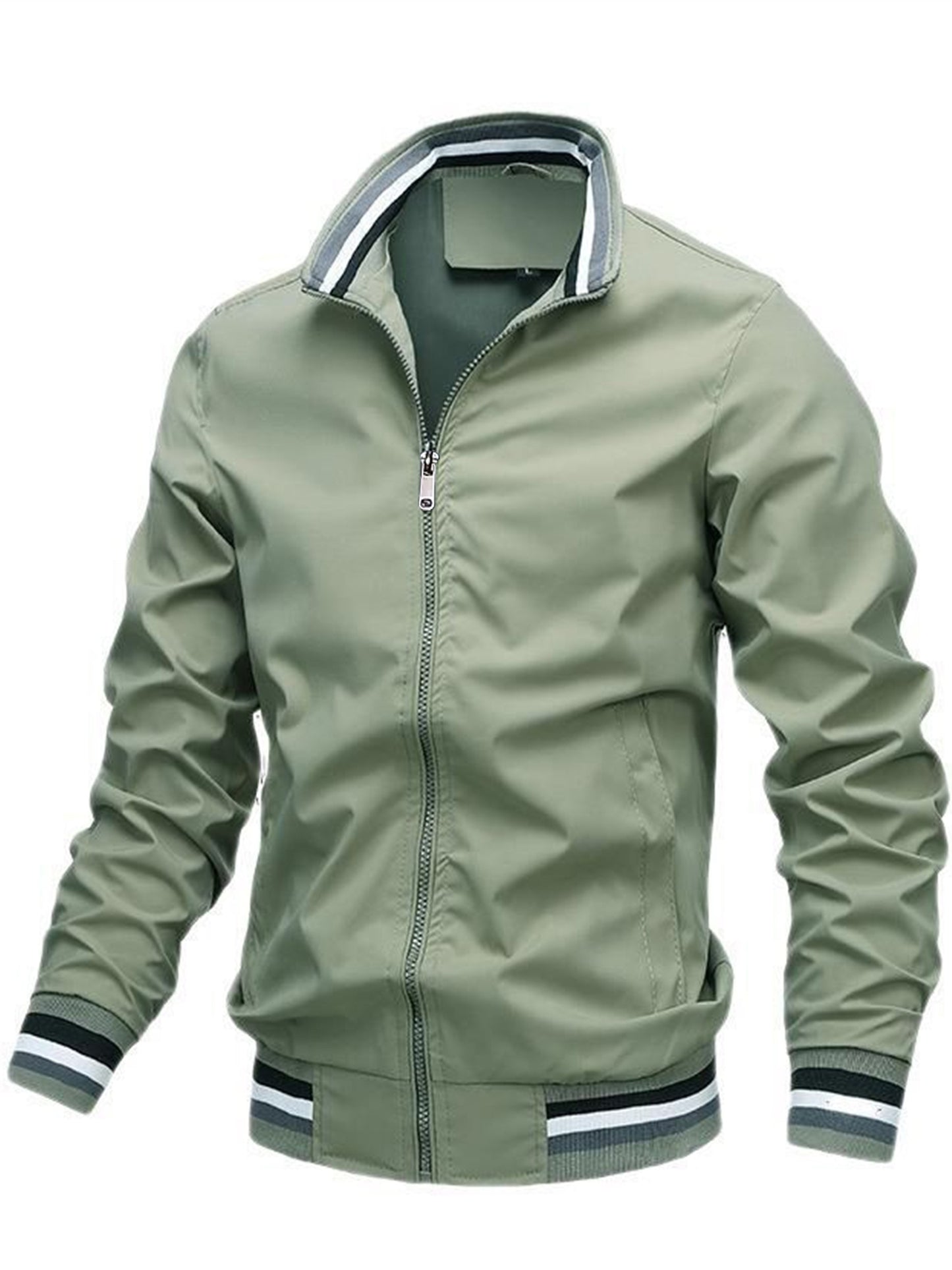 Men's Casual Stand Collar Jacket Coat Regular Fit College Hipster Windbreaker For Spring Autumn