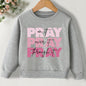 Letter ''PRAY'' Pattern Round Neck Sweatshirt For Girls, Daily Casual Party Long Sleeve Top Pullovers For Children Kids