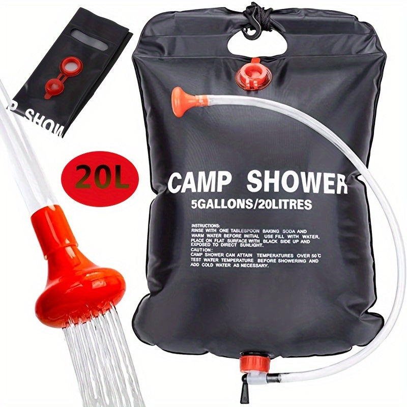 5.28gal Portable Camping Shower Bag With Removable Hose & On-off Switchable Shower Head, Perfect For Outdoor Camping & Traveling