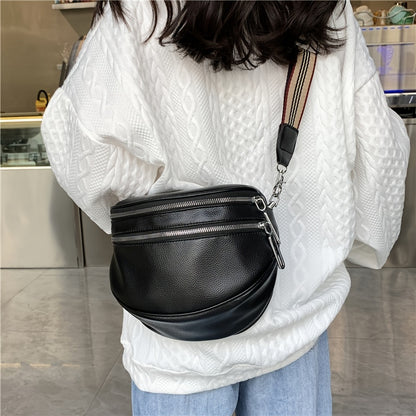Elegant Convertible Faux Leather Bag: Chic Fanny Pack/Crossbody with Secure Zip & Adjustable Wide Strap for Stylish Women