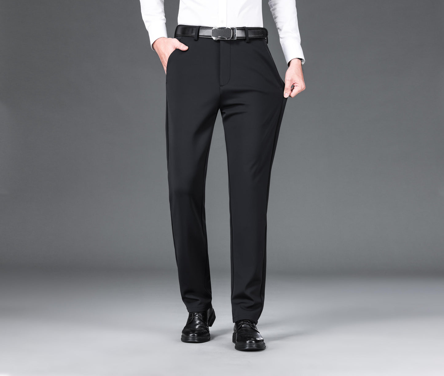 Men's Warm Thick Stretch Dress Pants for Fall/Winter Business Formal Wear