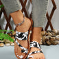 Women's Cow Pattern Slide Sandals - Casual Loop Toe Flat Summer Shoes, Lightweight & Comfortable - For Women - Perfect for Summer Beach & Casual Wear - Ideal Gift for Cow Lovers