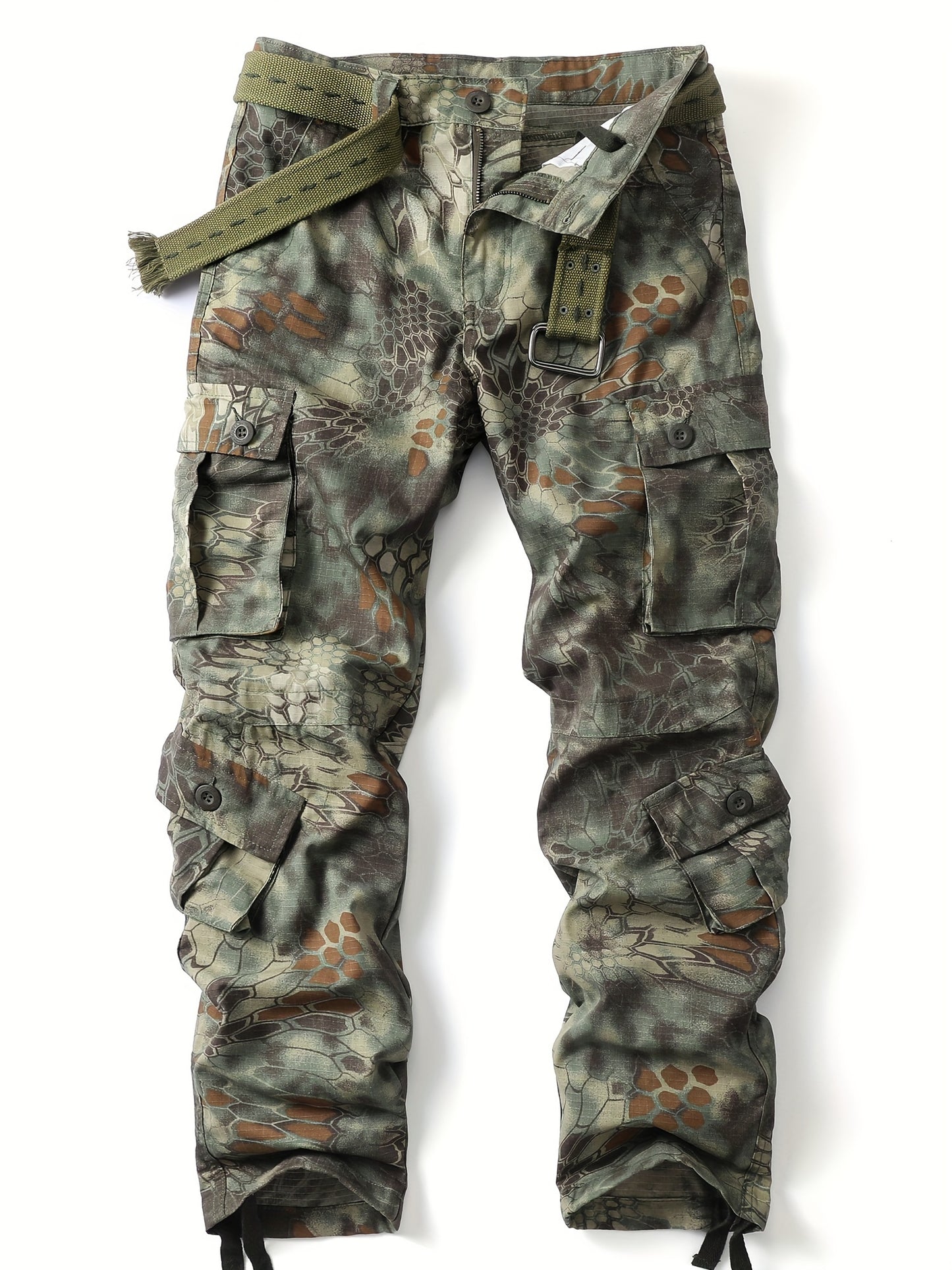 Men's Snake Skin Camo Cargo Pants - Multi-Pocket, Trendy, Outdoor, Streetwear-Ready Trousers with Durable Fabric and Practical Design
