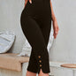 High-Waisted Skinny Button-Detail Capri Leggings for Women