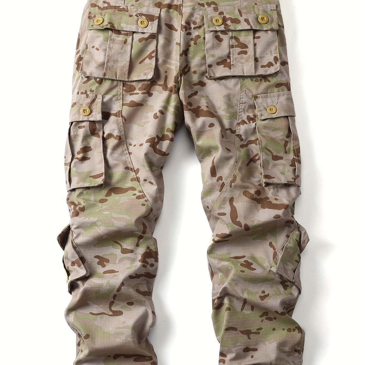 Mens Camouflage Cargo Pants - Relaxed Fit, Cuffed, Multiple Flap Pockets, Versatile, Durable, Ideal for Hiking, Workout, and Outdoors Activities in All Seasons - Belt Sold Separately