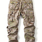 Mens Camouflage Cargo Pants - Relaxed Fit, Cuffed, Multiple Flap Pockets, Versatile, Durable, Ideal for Hiking, Workout, and Outdoors Activities in All Seasons - Belt Sold Separately
