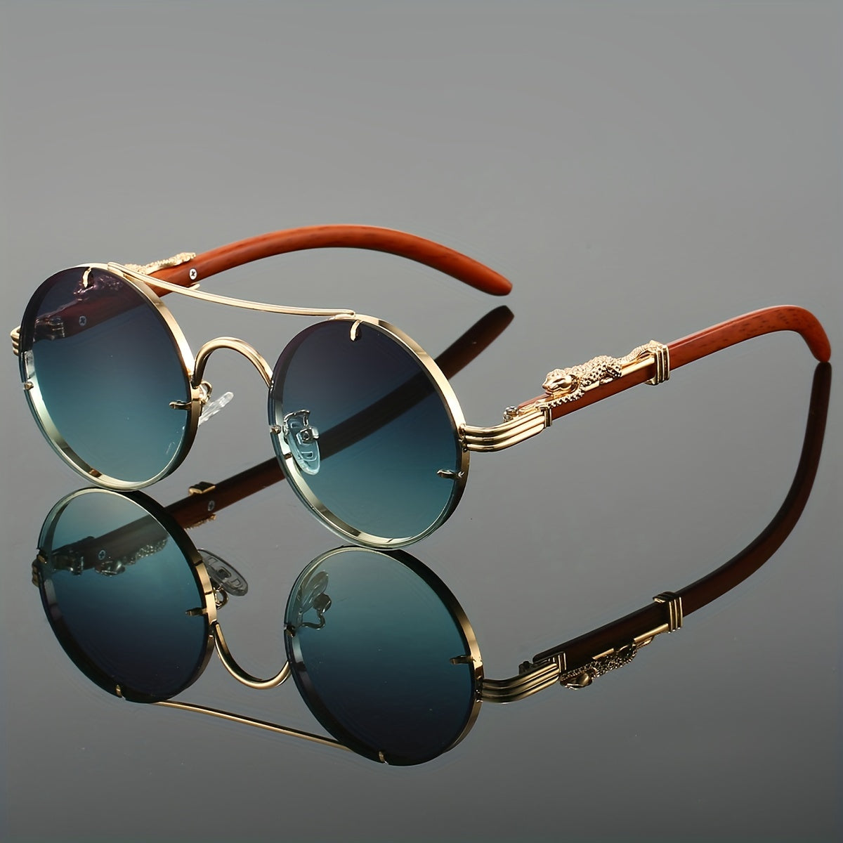 1pc Women, Fashion Round Glasses Stylish High-end Leopard Print Metal Leg Black Glasses, Retro Luxury Men'S Glasses, Suitable for Decorating Driving Wear and Daily Wear.