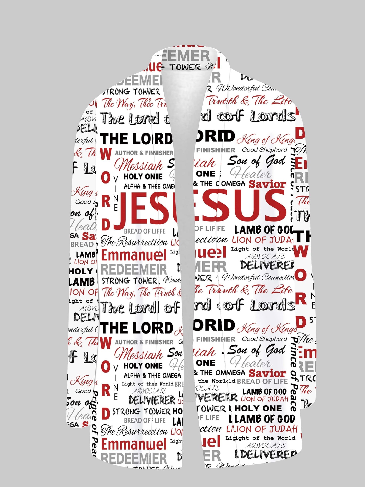 Jesus Print Open Front Cardigan, Casual Long Sleeve Cardigan For Spring & Fall, Women's Clothing