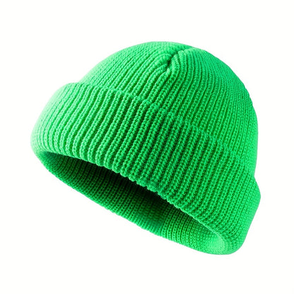 1pc Fashionable Cuffed Windproof Knit Dome Beanie Hat For Men And Women
