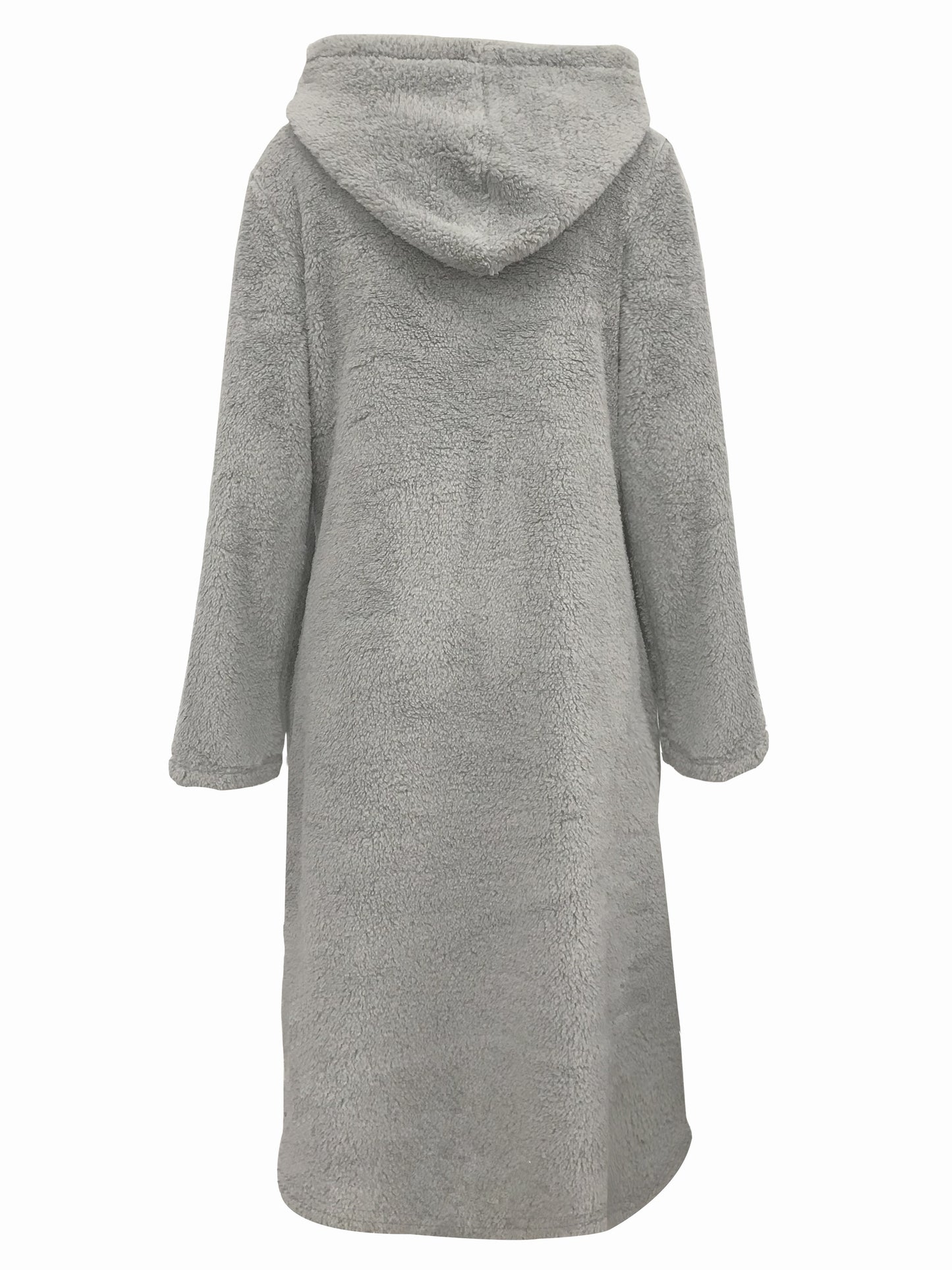 Long Sleeve Winter Warm Teddy Hooded Dress, Casual Women's Clothing