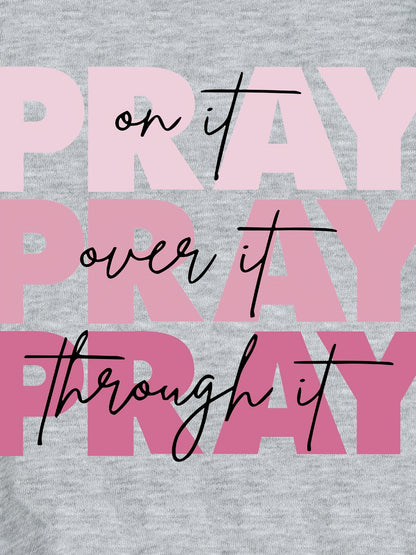 Letter ''PRAY'' Pattern Round Neck Sweatshirt For Girls, Daily Casual Party Long Sleeve Top Pullovers For Children Kids