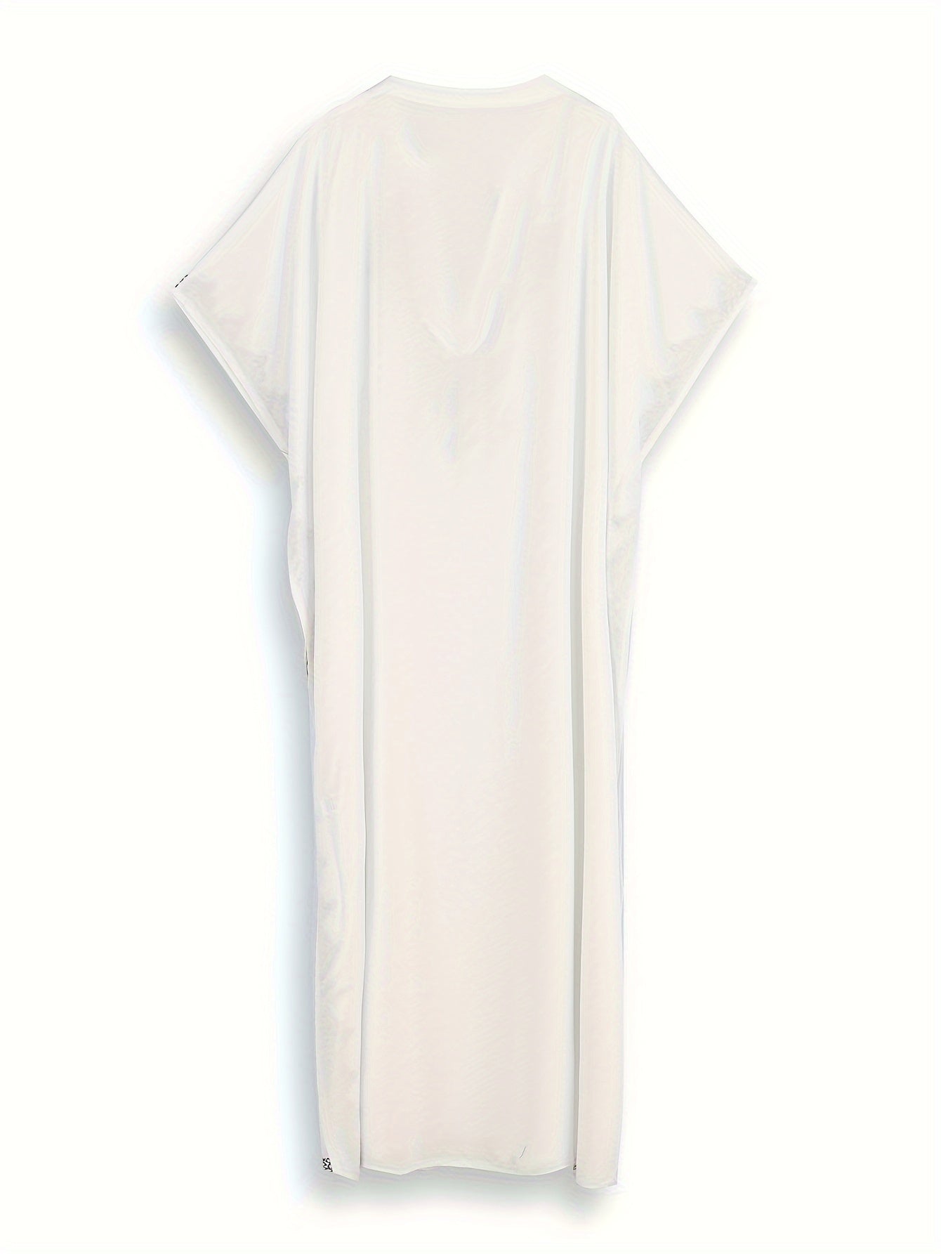 Bohemian Golden Embroidered Plus Size Maxi Dress with Bat Sleeves for Ramadan