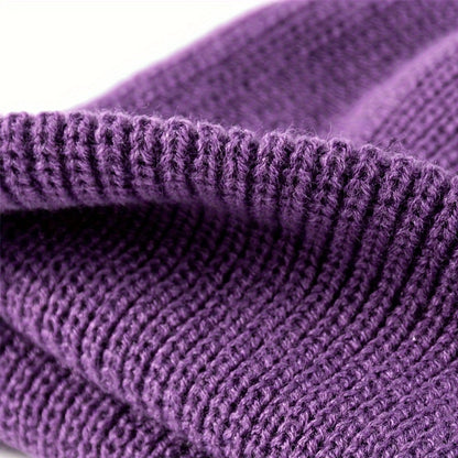 1pc Fashionable Cuffed Windproof Knit Dome Beanie Hat For Men And Women