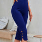 High-Waisted Skinny Button-Detail Capri Leggings for Women
