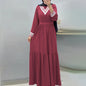 Ramadan Elegant Long Sleeve Tie Waist Maxi Modest Dress - Abayas for Women with Solid Color, Comfortable Wear, and Modest Fashion - Perfect for Islamic Occasions and Everyday Wear