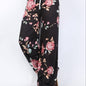 Plus Size Floral Print High Rise Drawstring Long Pants, Women's Plus Slight Stretch Loose Casual Pants