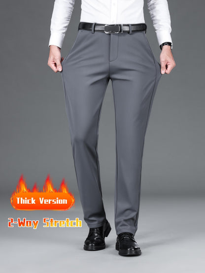 Men's Warm Thick Stretch Dress Pants for Fall/Winter Business Formal Wear