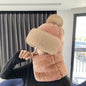 Thermal Warmth Beanie Hat - Soft Pom, Thickened Plush Neck Gaiter, Windproof Hooded Ear Protection, Ski Mask, Cycling Balaclava for Women, Outdoor Winter Sports, Cold Weather Accessories