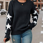 Star Pattern Crew Neck Pullover Sweater, Casual Long Sleeve Drop Shoulder Sweater, Women's Clothing