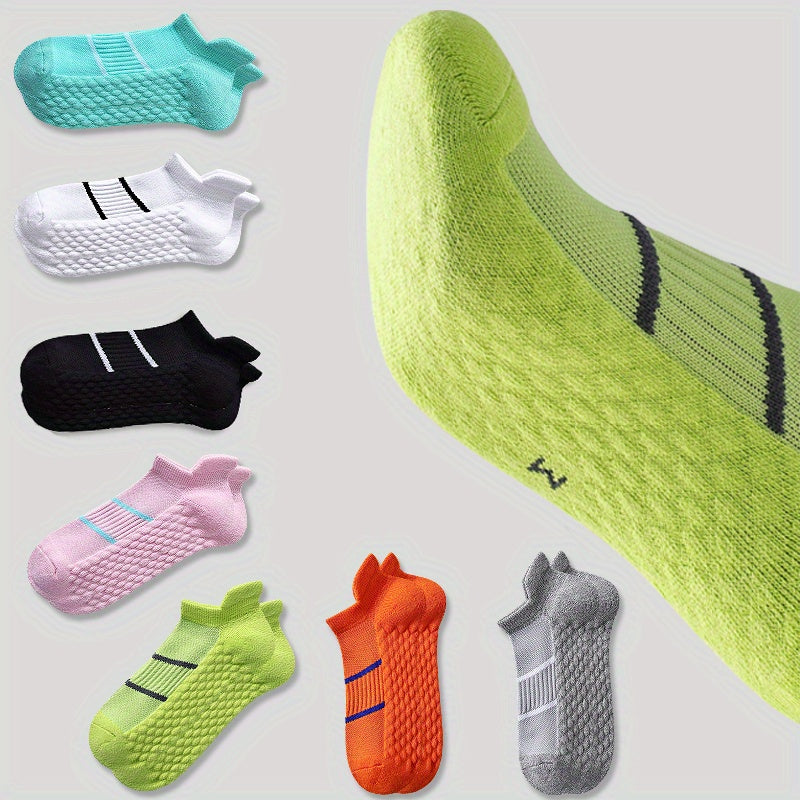 5pairs Men's Professional Sports Socks, Summer Thin Mesh Breathable Sweat-absorbing Anti-odor Ear Lifting Heel Guard Short Socks