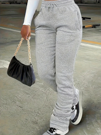 Slant Pockets Drawstring Pants, Casual Loose Pants For Fall & Winter, Women's Clothing