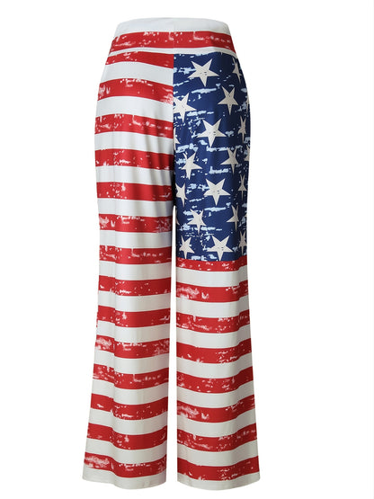 Plus Size Floral Print High Rise Drawstring Long Pants, Women's Plus Slight Stretch Loose Casual Pants