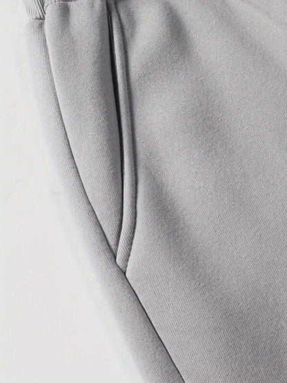 Men's Casual Sportswear Set - Solid Color Hoodie & Joggers, Polyester Blend, Pockets Included - Perfect for Fall/Winter, Jogging Pants