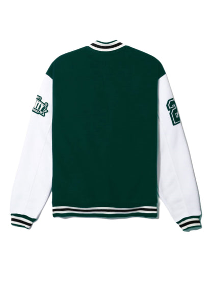 Mens Fashionable Letter Print Varsity Jacket - Color Block Button Up for Spring/Fall - Casual Style Perfect for School or Baseball