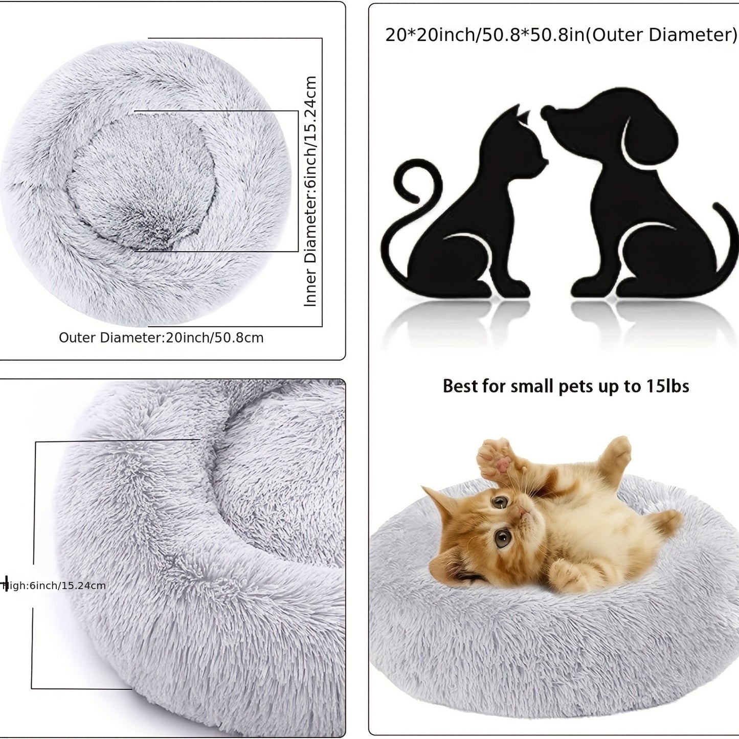 [Soft Donut Cat Bed Nest] Soft Warm Donut Cat Bed Nest, Calming Donut Cuddler Cat Bed, Comfortable And Washable Cat Cushion Nest With Non-slip Bottom Indoor Cats Christmas Gift