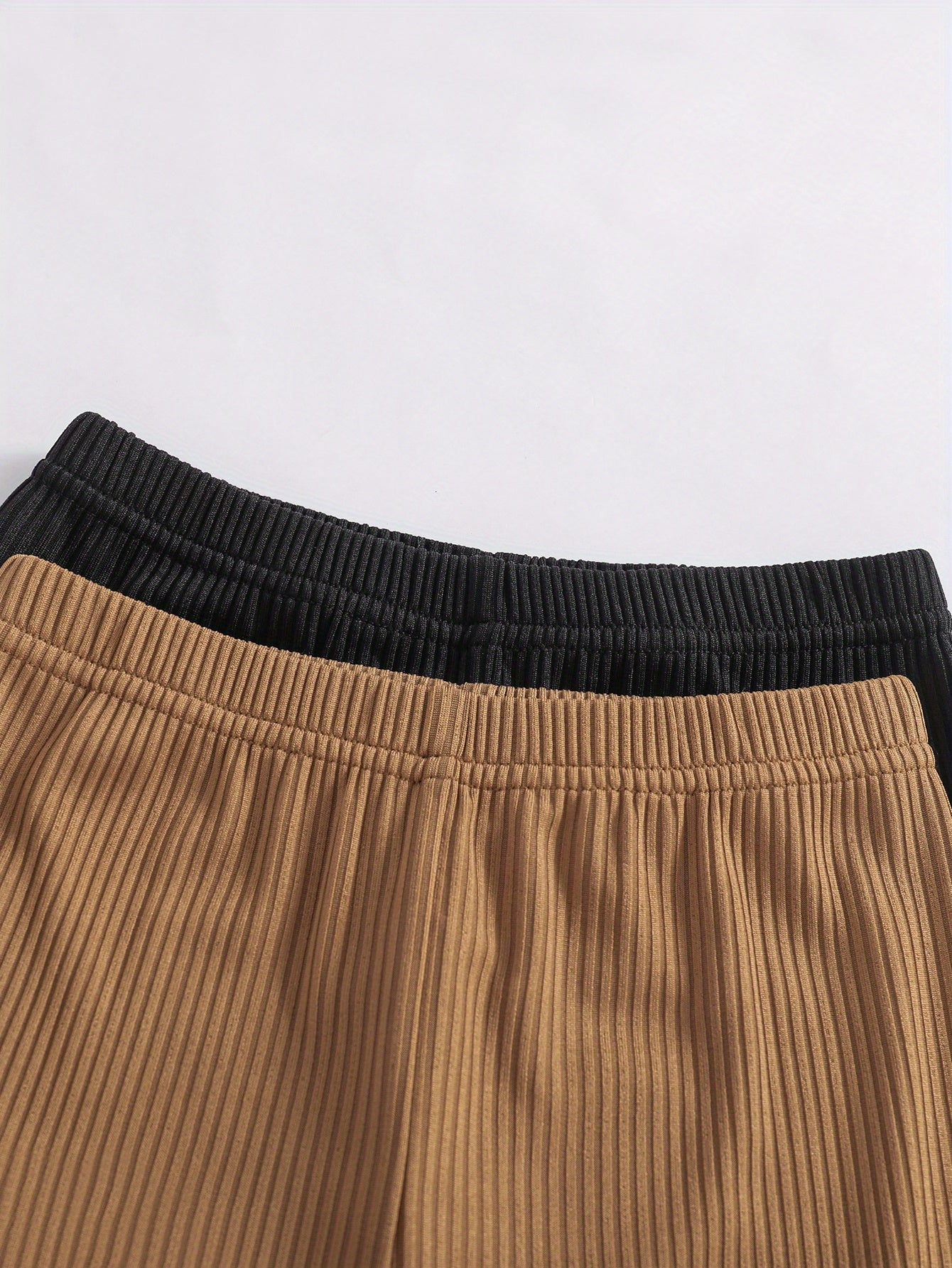 2 Sets Girl's Ribbed Outfit, Peplum Top & Pants Set, Casual Toddler Kid's Clothes For Spring Fall