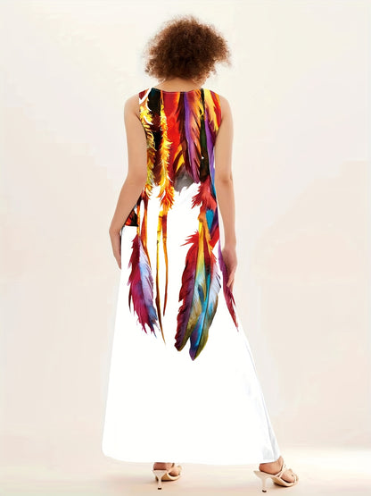 [Polyester Swing Dress] Polyester V-Neck Women's Casual Swing Dress with Pocket - All-Season A-Line Dress with Printed Detail, 95% Polyester 5% Spandex Woven Fabric