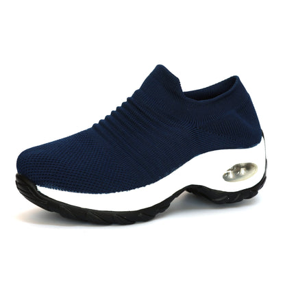 Women's Air Cushion Sole Sock Sneakers, Lightweight Knit Slip On Shoes, Breathable Running Shoes